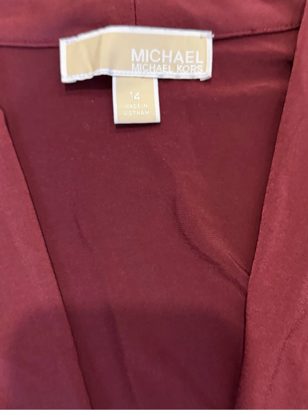 Michael Kors Long-Sleeve Wrap Dress in Burgundy